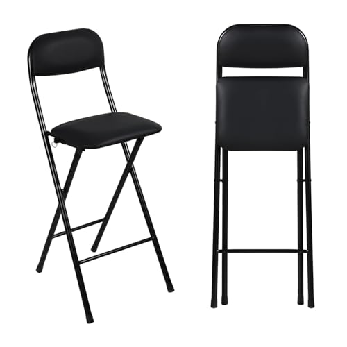 {Taburetes Cocina 65Cm Alto Taburetes Cocina Taburete Plegable Alto 65cm con Respaldo, Ahorrar Espacio, 70cm Silla de Bar Plegable con Reposapiés para Cocina, Oficina,...