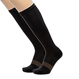 Copper Fit unisex adult Moisturizing Energy Plus Easy On Easy Off Knee High Compression Socks, Black, Large-X-Large US