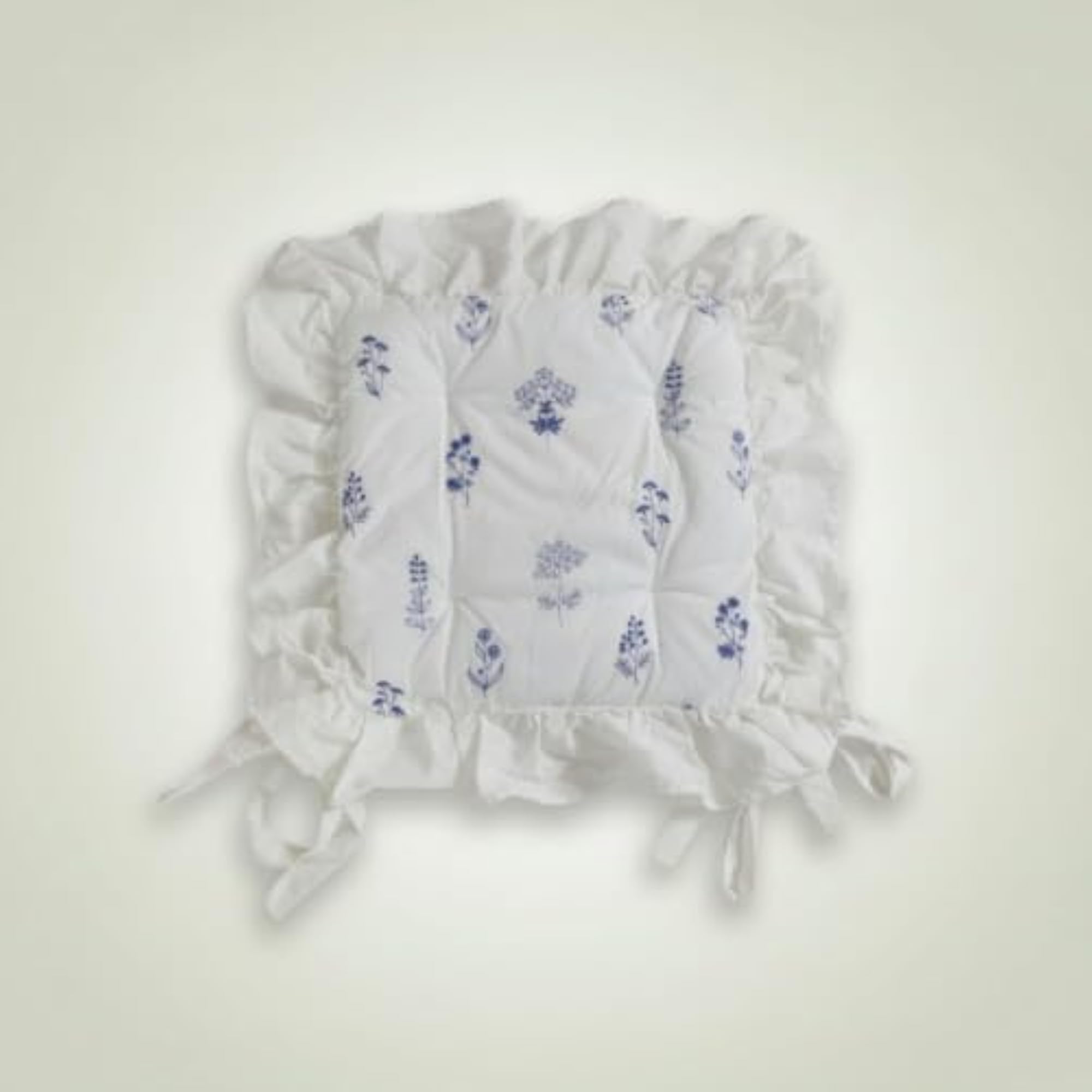 Square Ruffled Chair Cushion with Ties