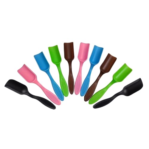 10Pcs NINGDAN Mini Shovel,Plastic Mini Gardening Shovel Spoons Soil Scoops,Cultivation Digging Transplanting Tools for Succulents Potted Flowers,Milk Powder/Coffee Beans Scoops (5 Colors)
