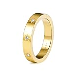 JINEAR Anxiety Fidget Rings for Women Men 18K Gold Plated Relieving Spinner Spinning Band Checkerboard Ring Size 8