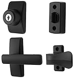 Ideal Security AJ Modern Door Lever Set with Keyed Deadbolt Lock for Storm and Screen Doors, Matte Black (4-Piece Set)