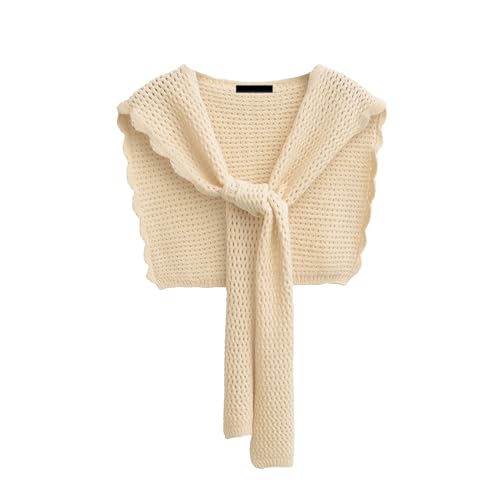 Châle tricoté creux en dentelle pour femme, écharpe extérieure de soirée