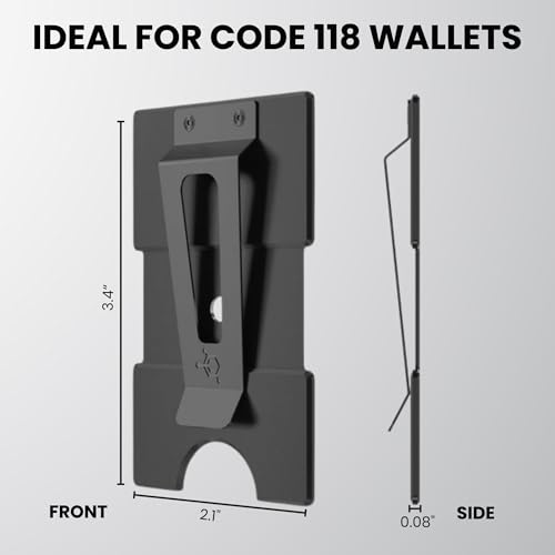 Image of Code 118 Modular Backplate Cash Clip | Slim Minimalist Money Clip for Men | RFID Blocking Aluminum Modular Add-On Wallet Accessory Expands Storage for Card & Cash, Wallet not Included (Black Aluminum)