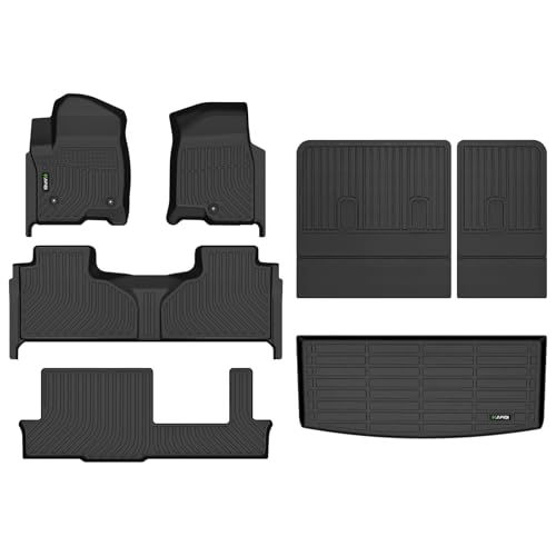 Image of HAFIDI Floor Mats & Cargo Liner & Seatback Cargo Set Fit for Chevrolet Chevy Tahoe & GMC Yukon 2021-2025 2026 (Not fit XL) (8 Seats) All Weather TPE Car Full Set Liners Custom Accessories-Black