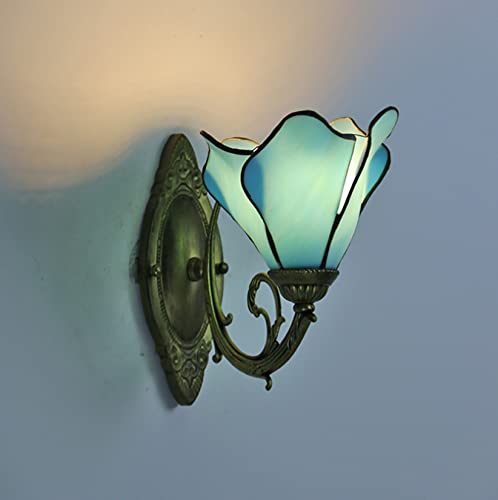 Applique vitrail style Tiffany pastoral pour miroir et couloir