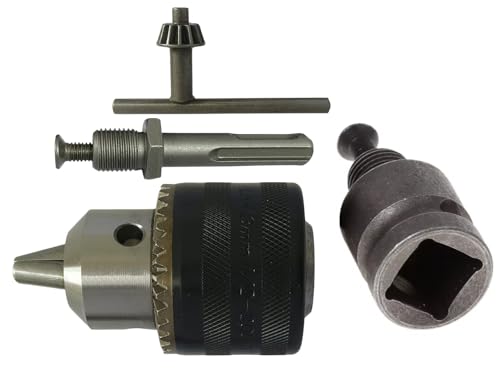 Image of Inditrust 1.5-13mm Capacity Drill Chuck Mount 3 /8-20UNF Quick Change Connect Conversion Chuck with 1 /2 Inch Socket Square Female Adapter (NOT FOR ANGLE GRINDERS)
