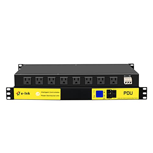 Regleta de alimentación de PDU conmutada, protección contra sobretensiones de gestión web, unidad de distribución de energía de montaje en rack 1U, 10-250 V/15 A, 19 pulgadas, 8 tomas NEMA 5-20R, PDU