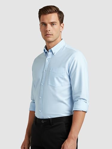 Image of Beyoung Oxford Cotton Shirt for Men | Premium Oxford Fabric | Regular Fit | Button-Down Collar