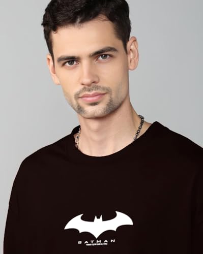 Image of Men's Oversized Batman T-Shirt - Cotton Half Sleeve Graphic Tee | Superhero Printed Casual T-Shirt for Men