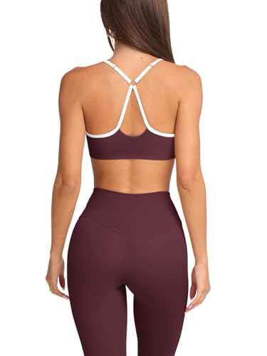 Image of LASLULU Womens Adjustable Spaghetti Straps Sports Bra Sweetheart Neck Wireless Padded Workout Yoga Crop Tops