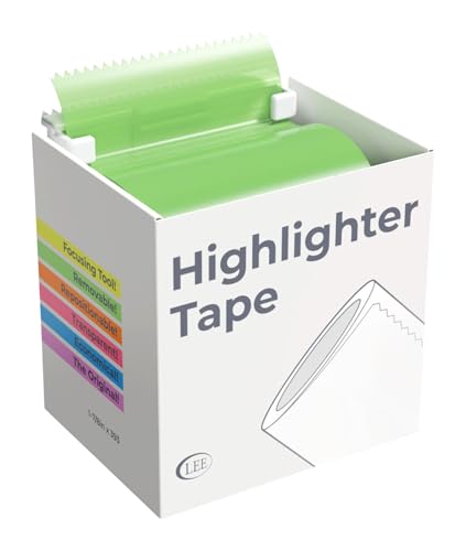 Lee Removable Wide Highlighter Tape, 1-7/8 X 393 Inches, Green, Pack of 2