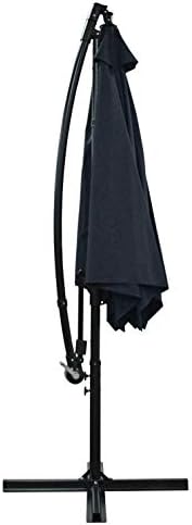 Jarder Libra Garden Parasol Set Cantilever Umbrella, 4-Piece Base and Waterproof Cover (3m Parasol, Black)