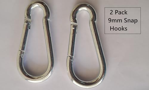 Image of Q1 Beads 2 Pcs. Steel 4 inches (10 mm x100 mm) Heavy Duty Snap Hook Carabiner Large Size 250 kgs. Capacity for Camping & Travel (Chrome)