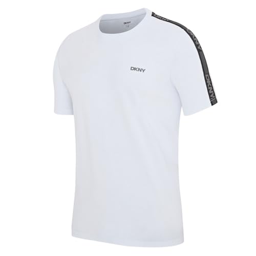 DKNY Penguins Men's T-Shirt | Designer Loungewear Short Sleeve 100% Cotton Top with Side Stripe and Rounded Neck | Available in Black, White or Navy