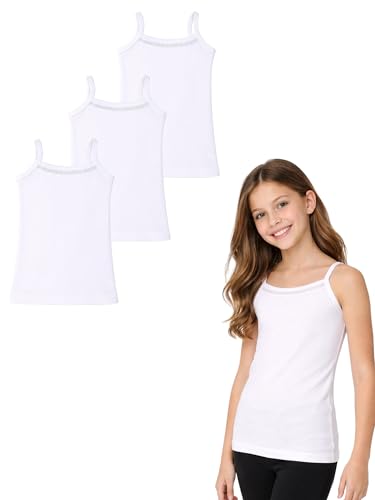 Image of BODYCARE Kids Girls Regular fit Plain Vest White 100% Cotton | Soft Comfortable | Skin Friendly | Innerwear | Pack of 3
