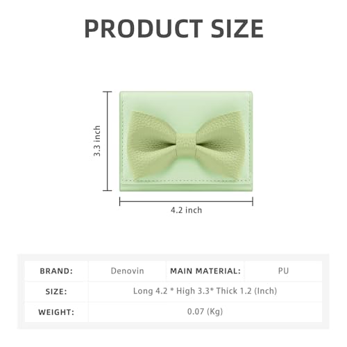 Small Wallets Woman, Cute Tri-fold Ladies Coquette Wallet for Women, Green Bow Credit Card Coin Holder Purse with ID Window for Cash Key Change (Green)2