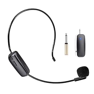 The head-mounted wireless headset Can be used as handheld mic,wireless make you more freedom to move around and demonstrate highlights or important facts, perfect for Fitness Instructor,Teacher, dancing instructor. Adopt UHF(Ultra high frequency) wir...