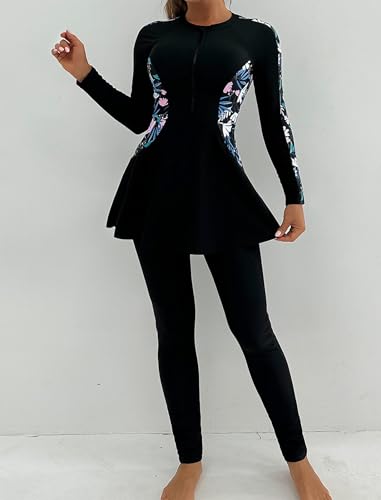 IDOPIP Muslim Swimsuits for Women Modest Burkini Islamic Arabic Swimwear Full Cover Long Sleeve Rash Guard Pants Bathing Suit2