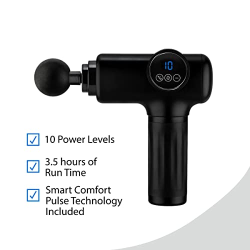 SPA SCIENCES - SmartGun Elite – Therapeutic Deep Tissue Percussion Massager – for Muscle Soreness - with Interchangeable Heads, 10 Intensity Levels and Smart Comfort Pulse – USB Rechargeable - Image 3