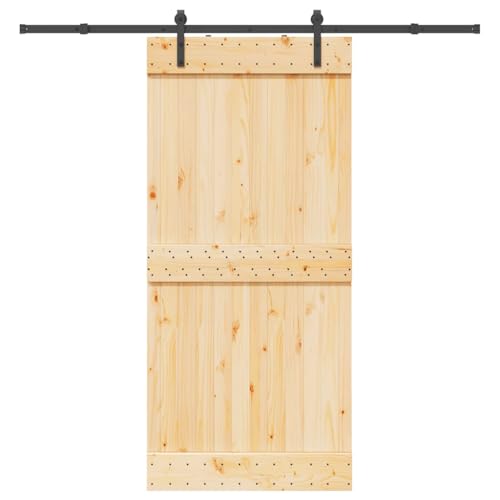 vidaXL Puerta corredera con herrajes madera maciza de pino 95x210 cm