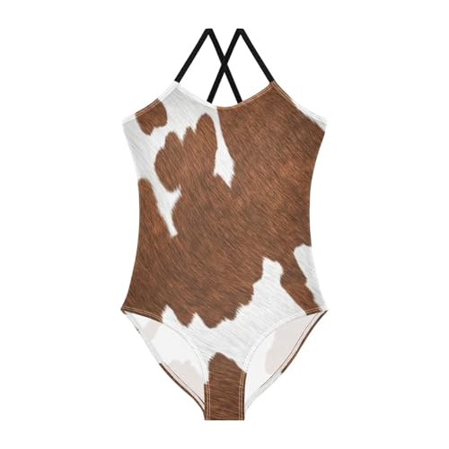 CHIFIGNO Cow Spots Bathing Suits Girls, Toddler Girl One Piece Swimsuit Sport Summer Beach Swimwear for 3 Years Old