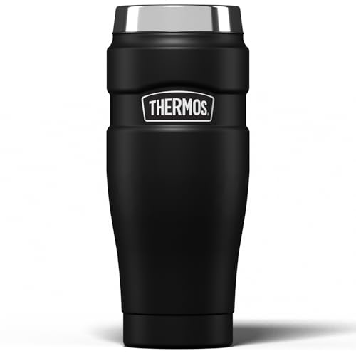 Thermos en INOX 470 ML-King-Gobelet de Voyage, Noir Mat, 0,47 l