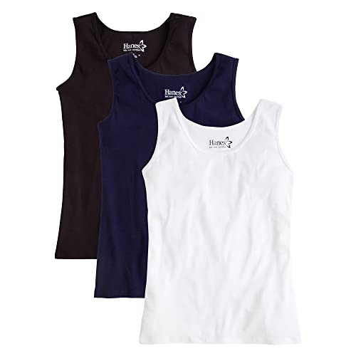 Hanes Women's Mini-Rib Cotton Tank Tops (Sleeveless T-Shirts)