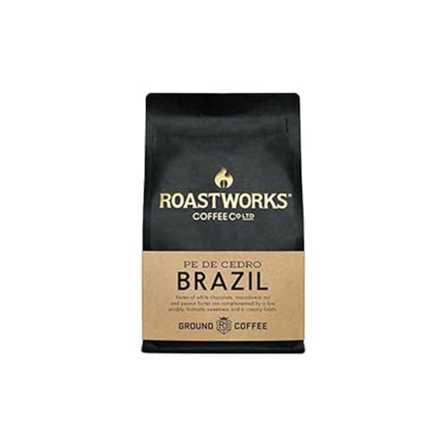 Roastworks Brazil Coffee Ground | 200g Pack | Espresso Ground Coffee | Pe De Cedro Farm | Speciality Brazilian Coffee | Notes of Chocolate, Macadamia Nut & Peanut Butter