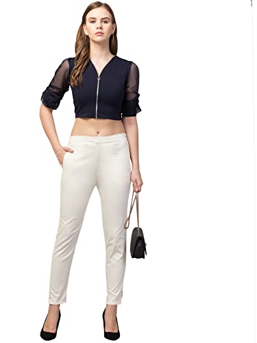 Image of Qute Women's Regular Fit Cotton Blend Casual Trousers (Pack of 1)