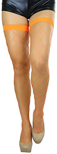 Image of ToBeInStyle Women's Vibrant Large Net Fishnet Thigh High Elastic Nylon Novelty Stockings