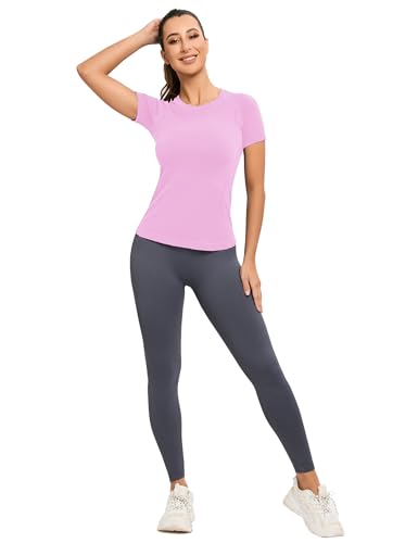 Image of MathCat Seamless Workout Tops for Women, Short Sleeve Compression Athletic Shirts Soft Yoga Gym Tops XS-XL