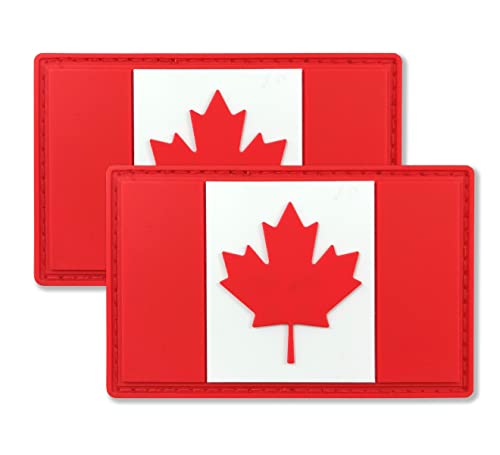QQSD Canada Flag Patch Canadian Tactical Patch - PVC Hook and Loop Fastener Patch, 2 Pack