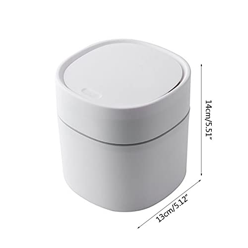 Kosz na Śmieci 2L Duża pojemność Mini Kosz na śmieci Desktop Bin z Push Przycisk Pokrywa do Home Kitchen Office Cleaning Tool Kuchnia i Łazienka(White)