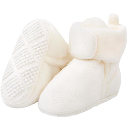 Image of Pro Goleem Fleece Baby Booties, Warm Cozy Baby Slippers, Stay On Sock Shoes, Easy to Put on, Unisex Baby Gifts, Soft Non-Slip Adjustable Newborn Boots for Boys and Girls