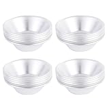SECFOU 25 Stück 25 teiliges Edelstahl Backform Set Wiederverwendbare Hitzebeständige Kleine Kuchen Puddingformen für Haus Hotel Bäckerei Glatte Multifunktionale Kuchen Tarteschalen