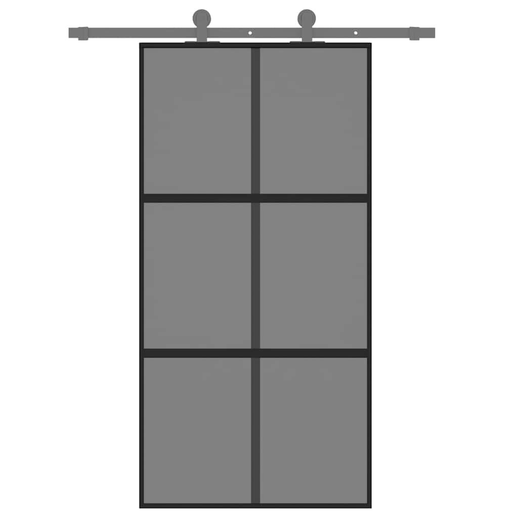 Porte coulissante noir 102,5x205 cm verre trempé aluminium,Matériaux de construction,Portes,Portes d'entrée,155215