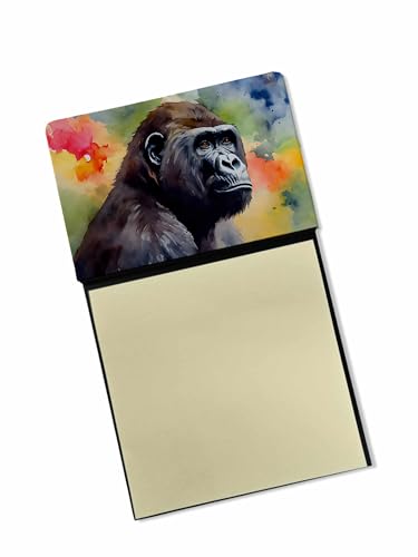 Caroline's Treasures Gorilla Sticky Note Holder Refillable Dispenser Self-Sticky Note Pads, Memo Pads Blank Desk Accessories