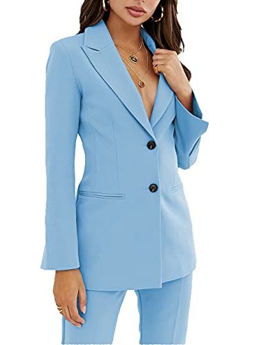 Women Suit Blazer Sets Fashion Lady Suiting 2 Piece Double Breasted Notched Suits For Women Work Or Party(Jacket+Pant) White #TOP1