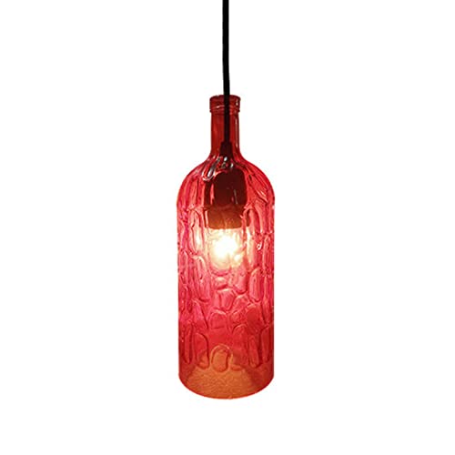 Lustre suspension bouteille de vin abat-jour verre rouge