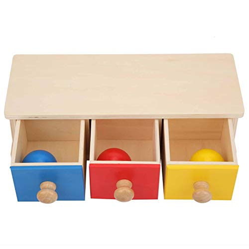 Allsor Dreifarbiger pädagogischer Spaß-Baby-Ballkasten aus Holz, Imbucare-Box, für(Dreifarbige Kugelschublade) – Bild 5