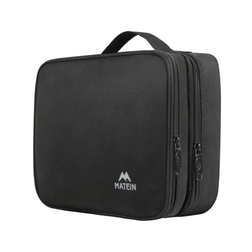 MATEIN Travel Cable Organiser Bag, Large Capacity 3-Layer Water Resistant Electronics Travel Organizer, Cable Storage Box for Charger Tablet SD Card and Hard Drive Men Business Tech Pouch, Black