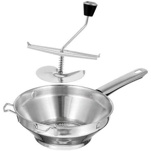 Veemoon Presse-Purée Manuel en Acier Inoxydable Argenté 1 Pièce Presse-Pommes de Terre Portatif Ustensile Cuisine pour Purée de Légumes pour Usage Domestique et Extérieur