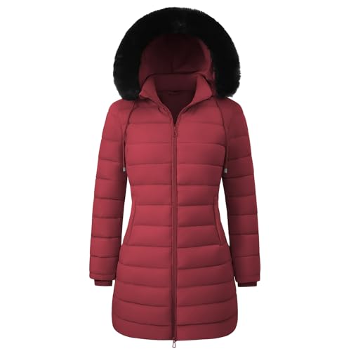 RITOSTA Abrigo Acolchado Mujer Invierno Largo Chaqueta Cálido Abrigos Gruesa Plumifero Chaquetas Polar Elegante Parka con Cremallera Prueba de Viento para Uso Diario y al Aire Libre