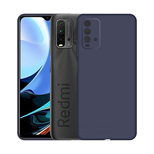 Image of Case Creation Liquid TPU Silicone Cover for Redmi 9 Power Soft Case,Anti-Dirty Slim Case Frosted Matte Candy TPU Raised Bezel (Splash of Color) Back Case Cover for Redmi 9 Power -Navy Electric Blue