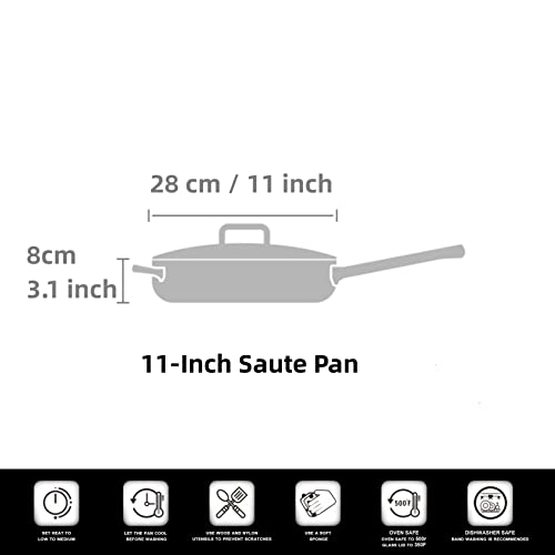 Cooks Standard Classic Stainless Steel Deep Lid 5 Quart/11-Inch Saute Pan, 5 Quart, Silver #TOP4