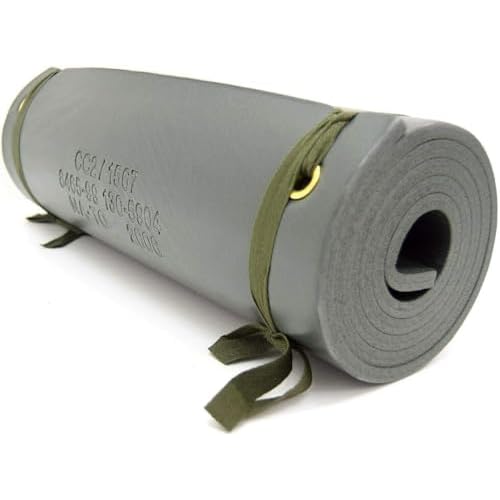 Camping Sleeping Roll Mat – Lightweight Waterproof Foam Camping Mat with Canvas Ties – Compact All Season 5-Season Thermally Insulated Pad – 190x50cm – Grey – Ideal for Hiking Outdoor, Army Use