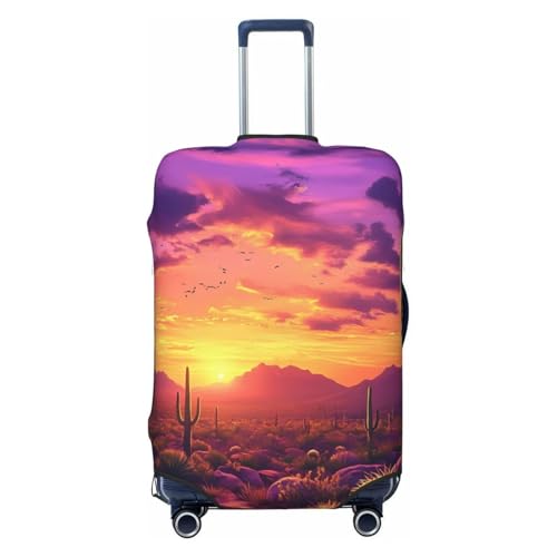 Sunset Cactus Elastic Travel Luggage Cover, Washable Spandex Suitcase Protector, Anti-Scratch Fits 18-32 Inch