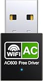 USB WiFi Adapter, 600Mbps Dual Band with 2.4G 5.8G Wireless Adapter, WPA3 Network Security, Mini WiFi AC Wireless Network for Desktop Laptop PC Support Windows 7/8/ 10, Carbon Black
