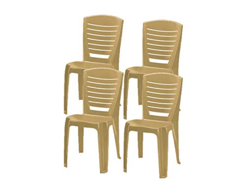 Image of Nilkamal CHR4025 Plastic Mid Back with Arm Chair | Chairs for Home| Dining Room| Bedroom| Kitchen| Living Room| Office - Outdoor - Garden | Dust Free |100% Polypropylene Stackable Chairs | Set of 2